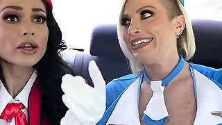 MomSwap - Flight Attendants Crystal Rush And Kaylynn Keys Get Surprise Fuck From Their Stepsons
